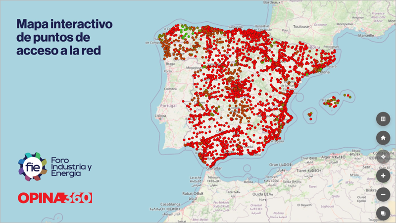 Nuevo mapa para conocer las capacidades de demanda de las subestaciones eléctricas en España