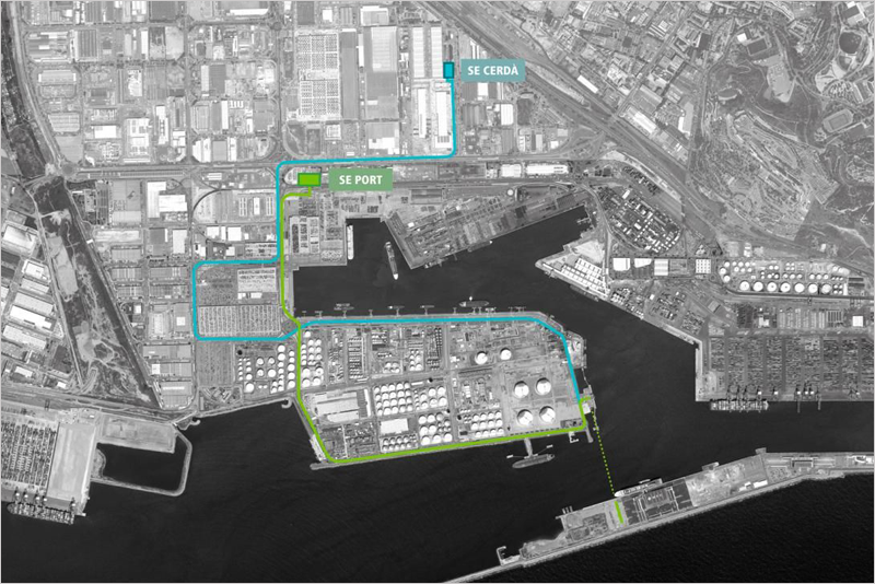 Sistema de líneas de suministro de electricidad en media tensión para dar servicio al muelle Adossat.