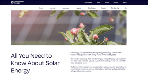 La nueva herramienta Solar Facts ofrece los datos clave sobre la energía solar