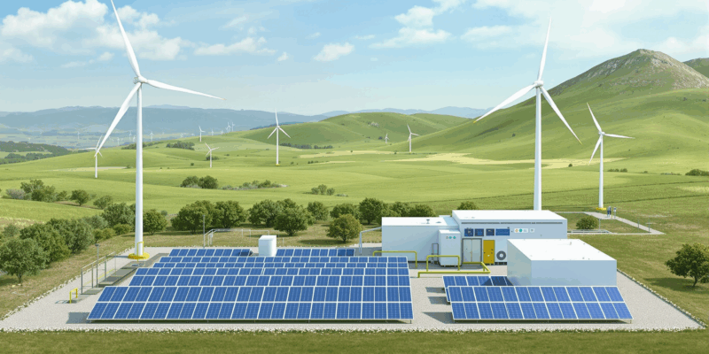 planta de almacenamiento híbrido de energía fotovoltaica y eólica