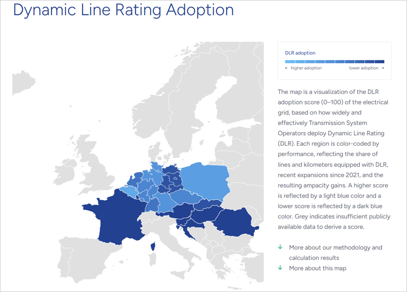 Un mapa de CurrENT Europe muestra la adopción de la Tarifa Dinámica de Línea (DLR)
