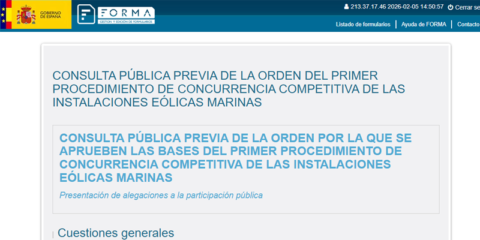 El procedimiento de concurrencia competitiva de las instalaciones eólicas marinas se abre a consulta