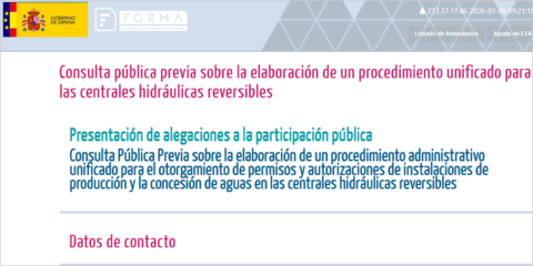 Consulta pública para elaborar un procedimiento unificado para las centrales hidráulicas reversibles