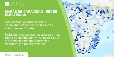 La web de la CNMC incluye mapas con la capacidad en redes eléctricas para generación y demanda