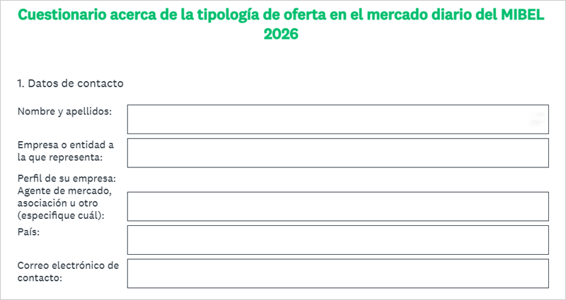Consulta pública sobre la tipología de oferta en el mercado diario del MIBEL 2026