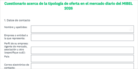 Abierta una consulta pública sobre la tipología de oferta en el mercado diario del MIBEL 2026