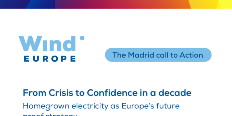 La industria eólica europea lanza 'Madrid Call to Action', un plan para acelerar la electrificación
