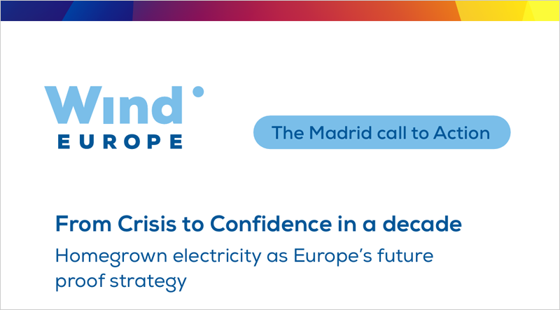 La industria eólica europea lanza 'Madrid Call to Action', un plan para acelerar la electrificación