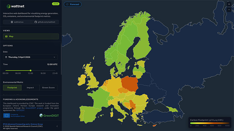 Desarrollan un software de código abierto para rastrear el impacto ambiental del consumo eléctrico en Europa