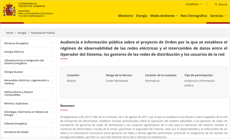 Audiencia pública sobre el régimen de observabilidad de las redes eléctricas e intercambio de datos