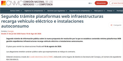 Segundo trámite de información pública sobre las plataformas web de recarga y autoconsumo