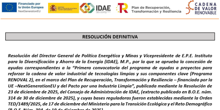Más de 162 millones a 40 proyectos de producción de tecnologías limpias y sus componentes clave