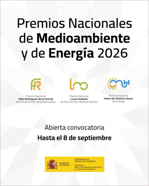Sin imagen proporcionada; noticia sobre los Premios Nacionales de Medioambiente y de Energía 2026 convocados por el Miteco.