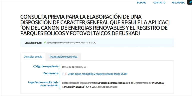 El Gobierno Vasco consulta la metodología para distribuir los ingresos del canon de energías renovables