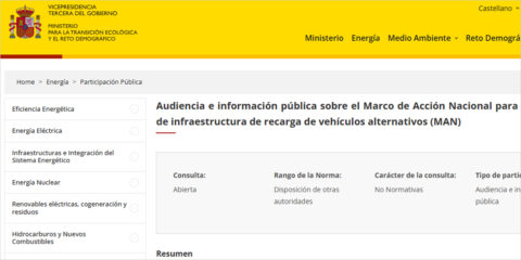 El marco nacional para impulsar las infraestructuras de recarga eléctrica sale a audiencia pública