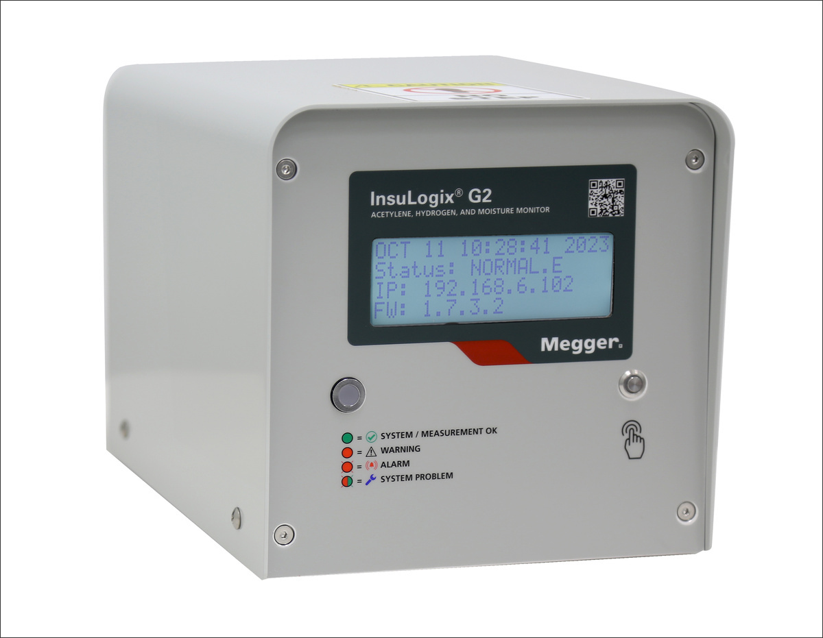 Monitor InsuLogix G2 de Megger para medir acetileno, hidrógeno y humedad en transformadores de potencia